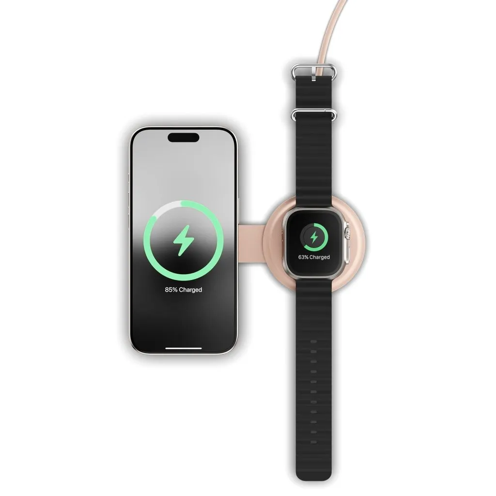 Satechi OntheGo 2-i-1 - wireless charger, Desert Rose