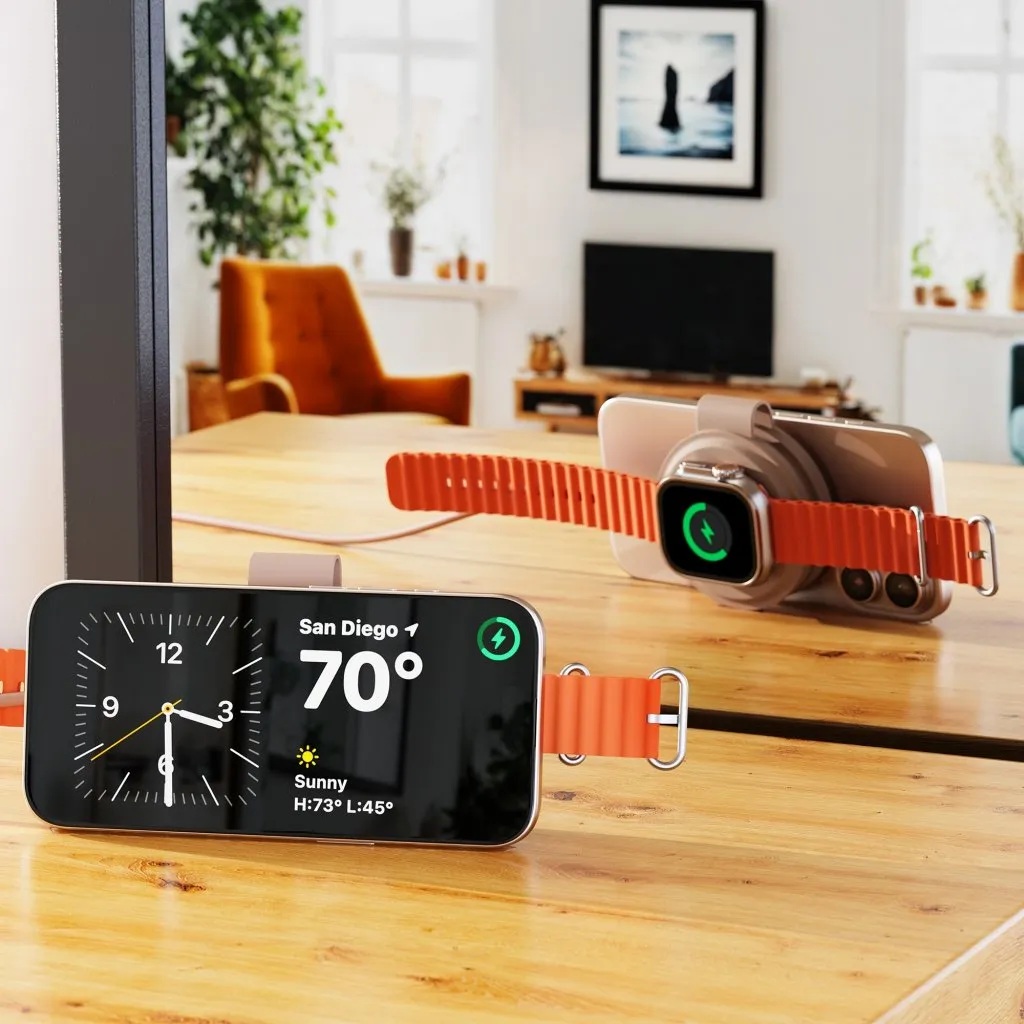 Satechi OntheGo 2-i-1 - wireless charger, Desert Rose