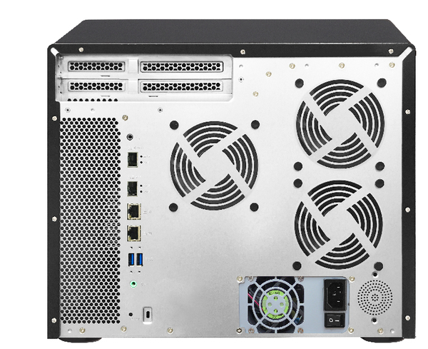 Qnap NAS-kabinett, 12x3,5" + 4x2,5"-platser, 4GB, 2xSFP+, 10GbE, svart