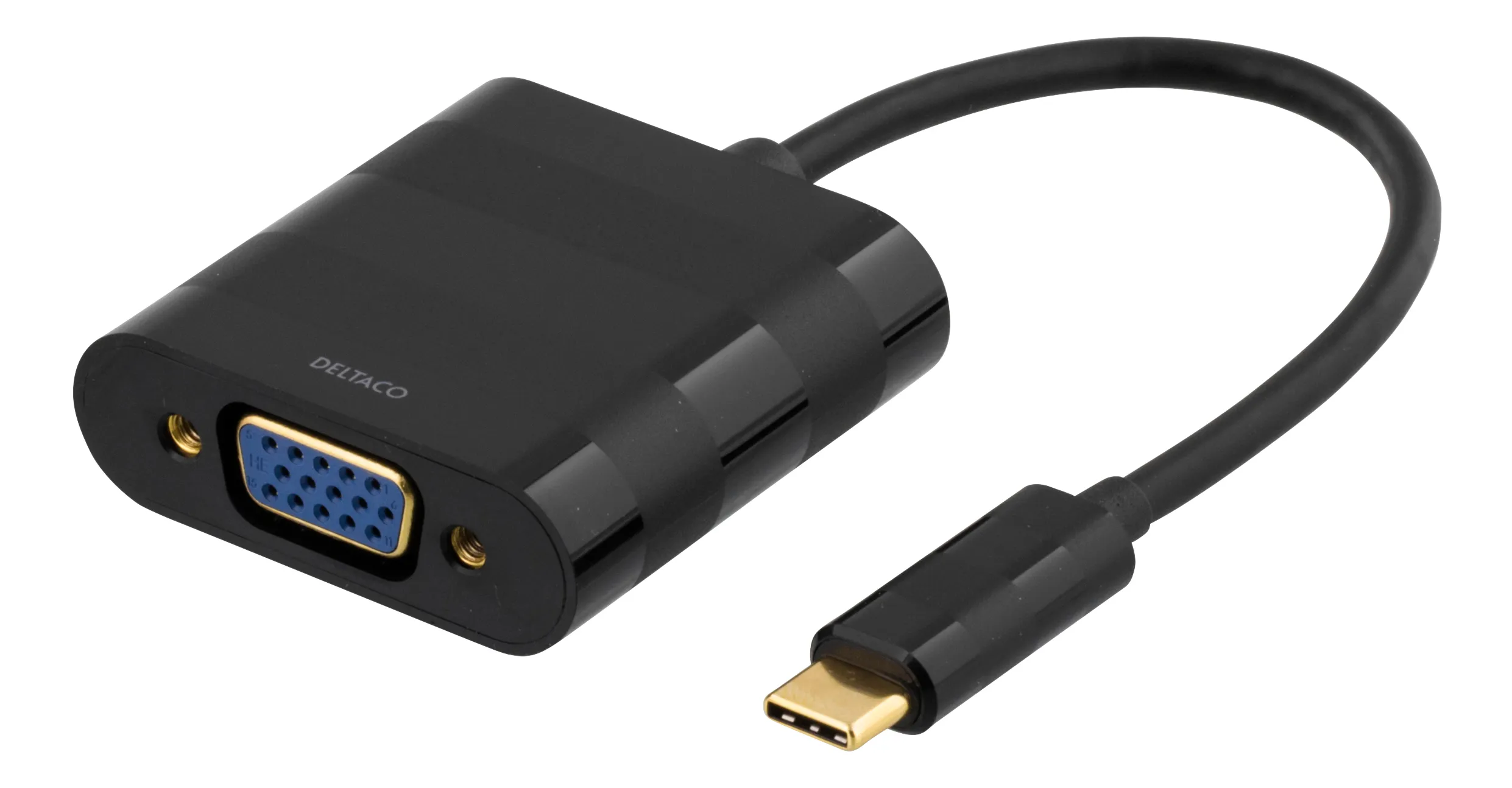 Deltaco  USB-C &ndash; VGA - adapter, Svart