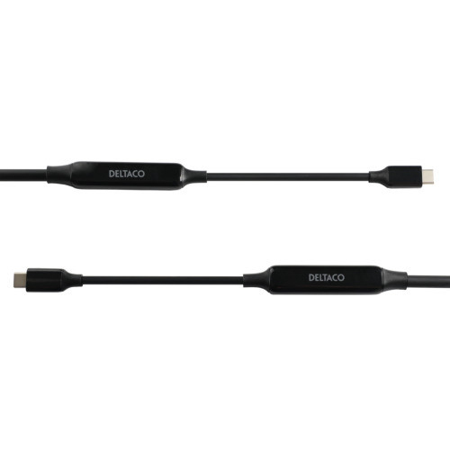 Deltaco USB-C - USB-C active cable, 10Gbps, 3A, 5m, musta