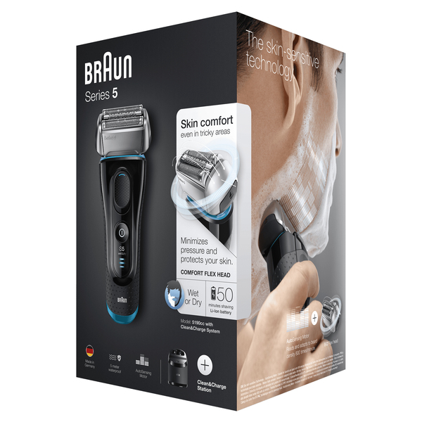 BRAUN PARRANAJOKONE 5190CC W&amp;D SERIES-5. Auto-Sensing moottori. Huoltokeskus. Lataa, puhdistaa ja desinfioi. Yksik&ouml;ss&auml; automaattiohjelma. FlexMotionTec on suunn