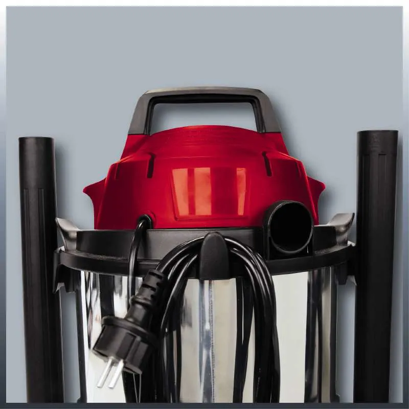 Einhell TC-VC 1812 S 12L 1250W - v&aring;t- och torrdammsugare, svart, r&ouml;d, silver