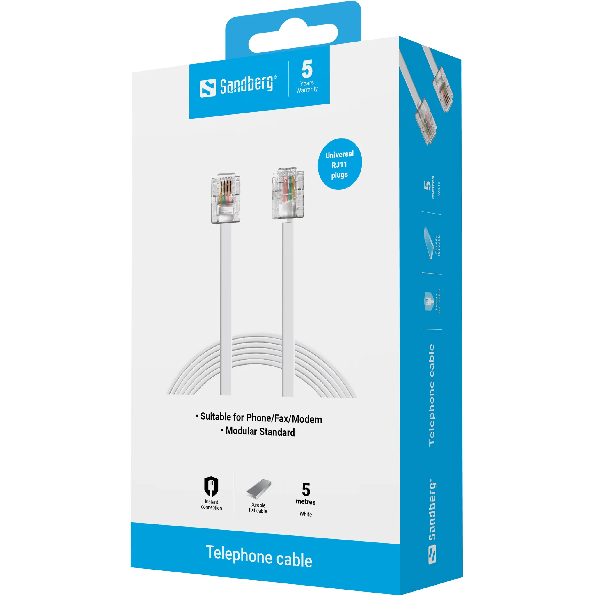 Sandberg Telephone RJ11-RJ11  5 m