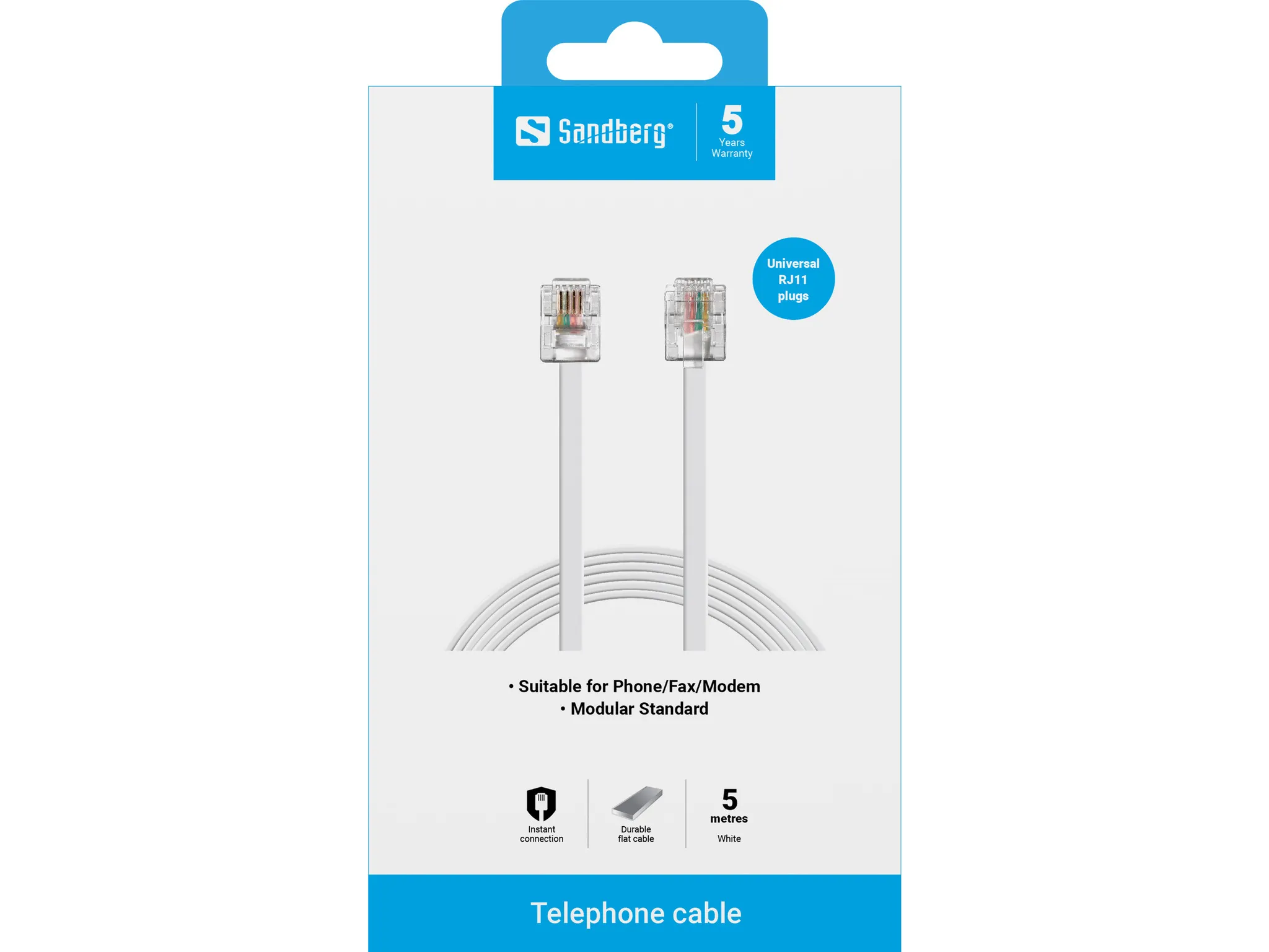 Sandberg Telephone RJ11-RJ11  5 m