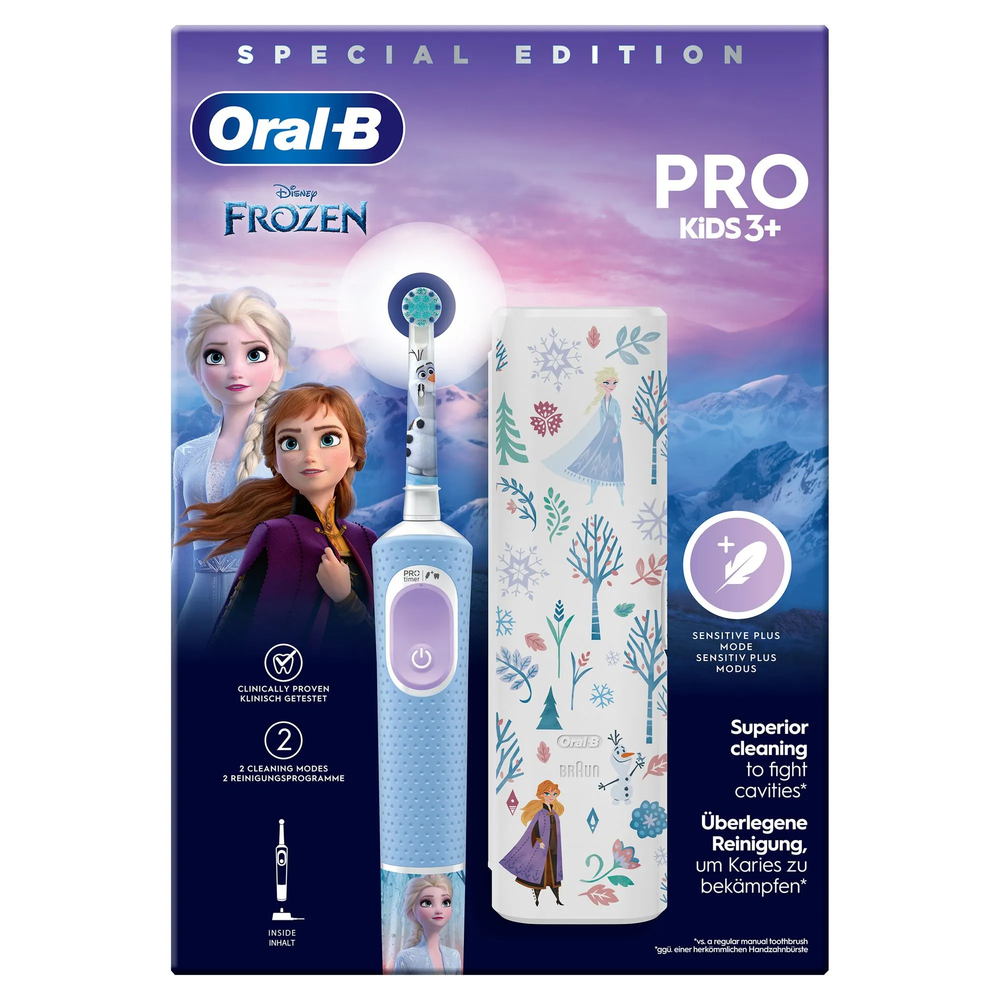 Oral-B Vitality Pro Kids Frozen Electric Toothbrush, Black/Grey, with Travel Case