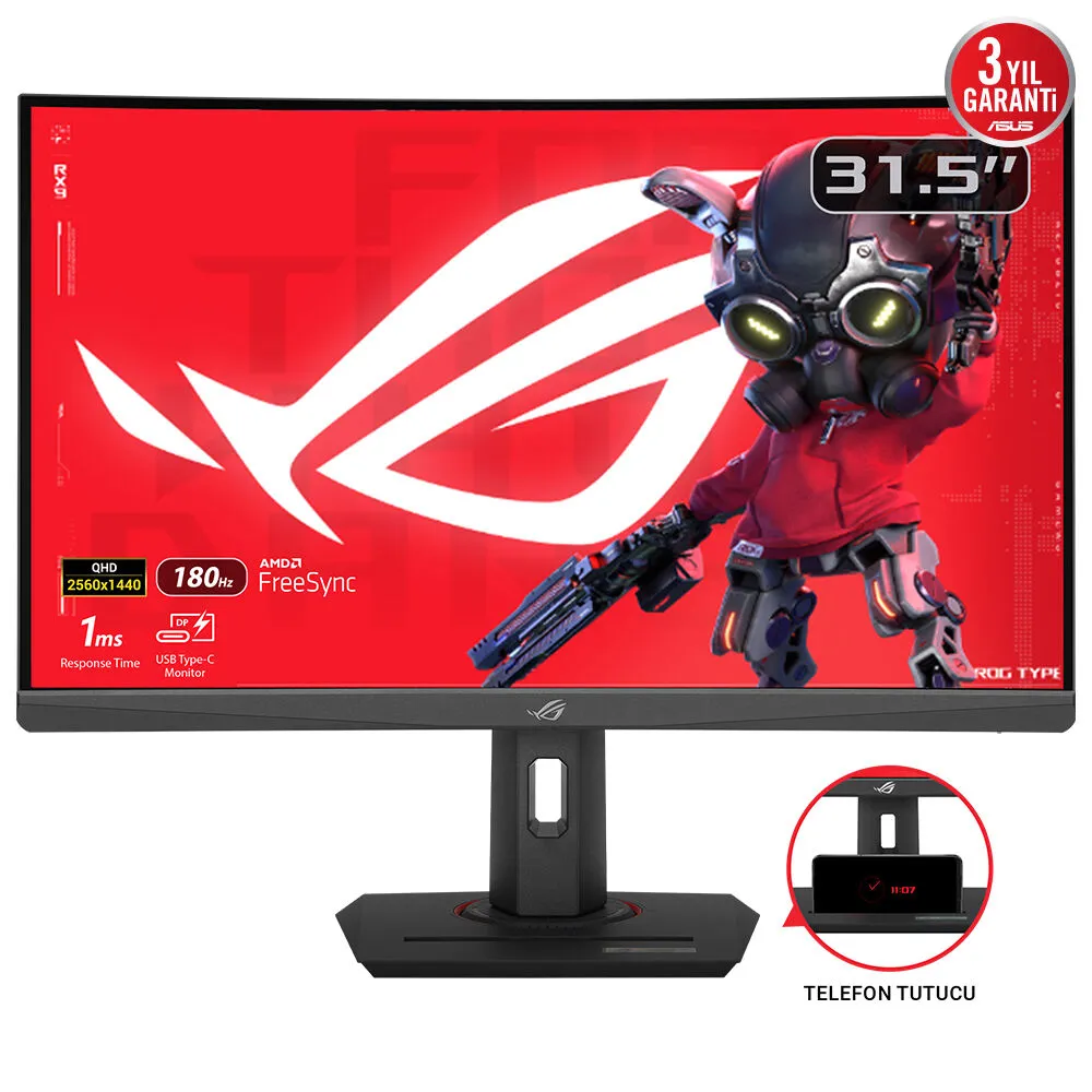 ASUS ROG Strix XG32WCS 31.5" Quad HD, Fast VA curved gamingsk&auml;rm med USB-C hub