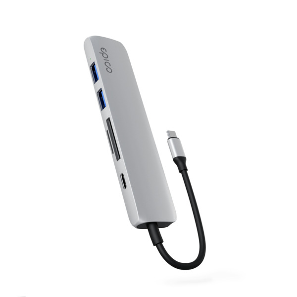 Epico 6in1 Aluminium Hub  8K with USB-C connector - silver