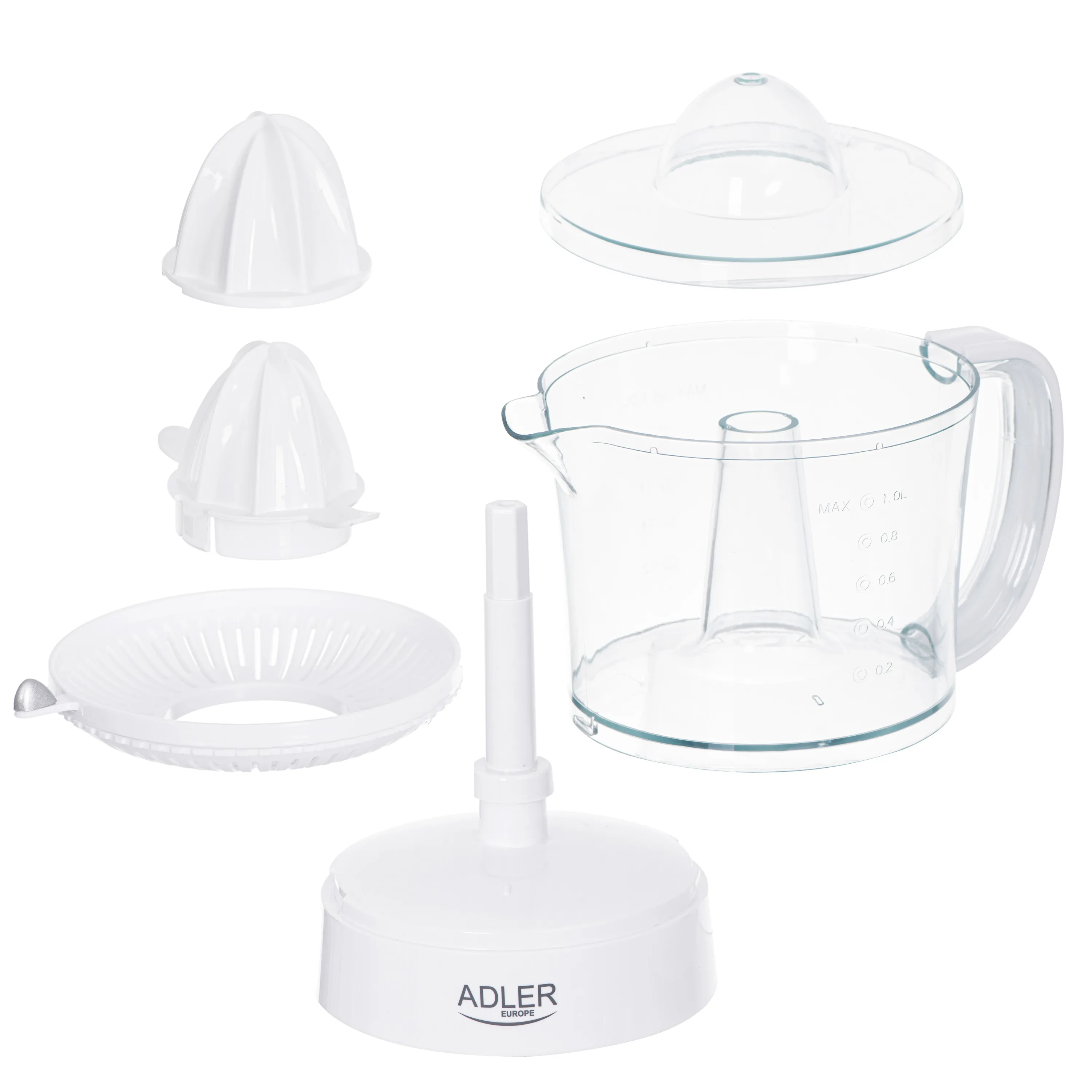 Adler AD 4009 -sitrushedelm&auml;puristin, 60 W, 1 l, valkoinen