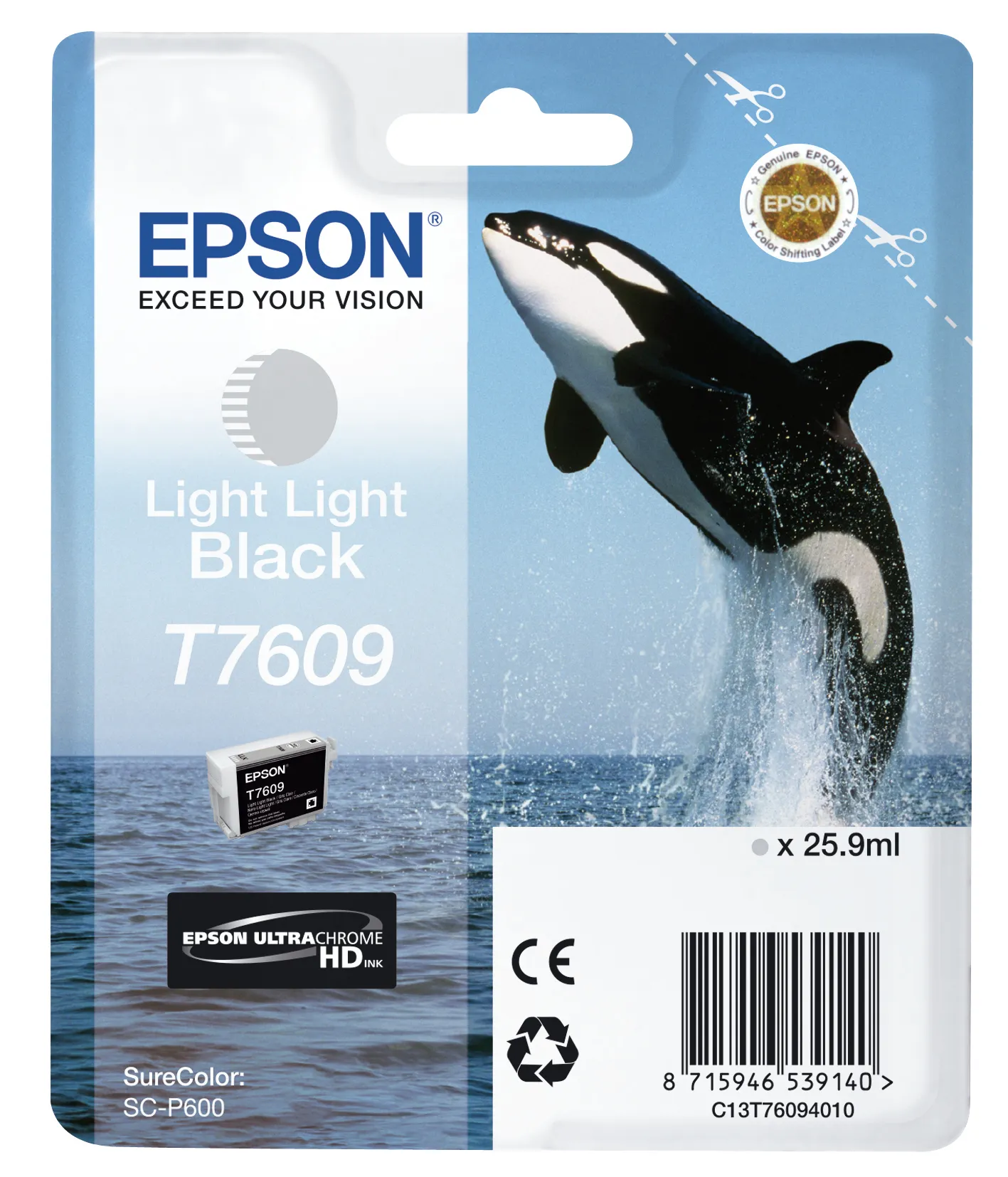 Epson T7609 ink cartridge, 25.9 ml, Very Light Black