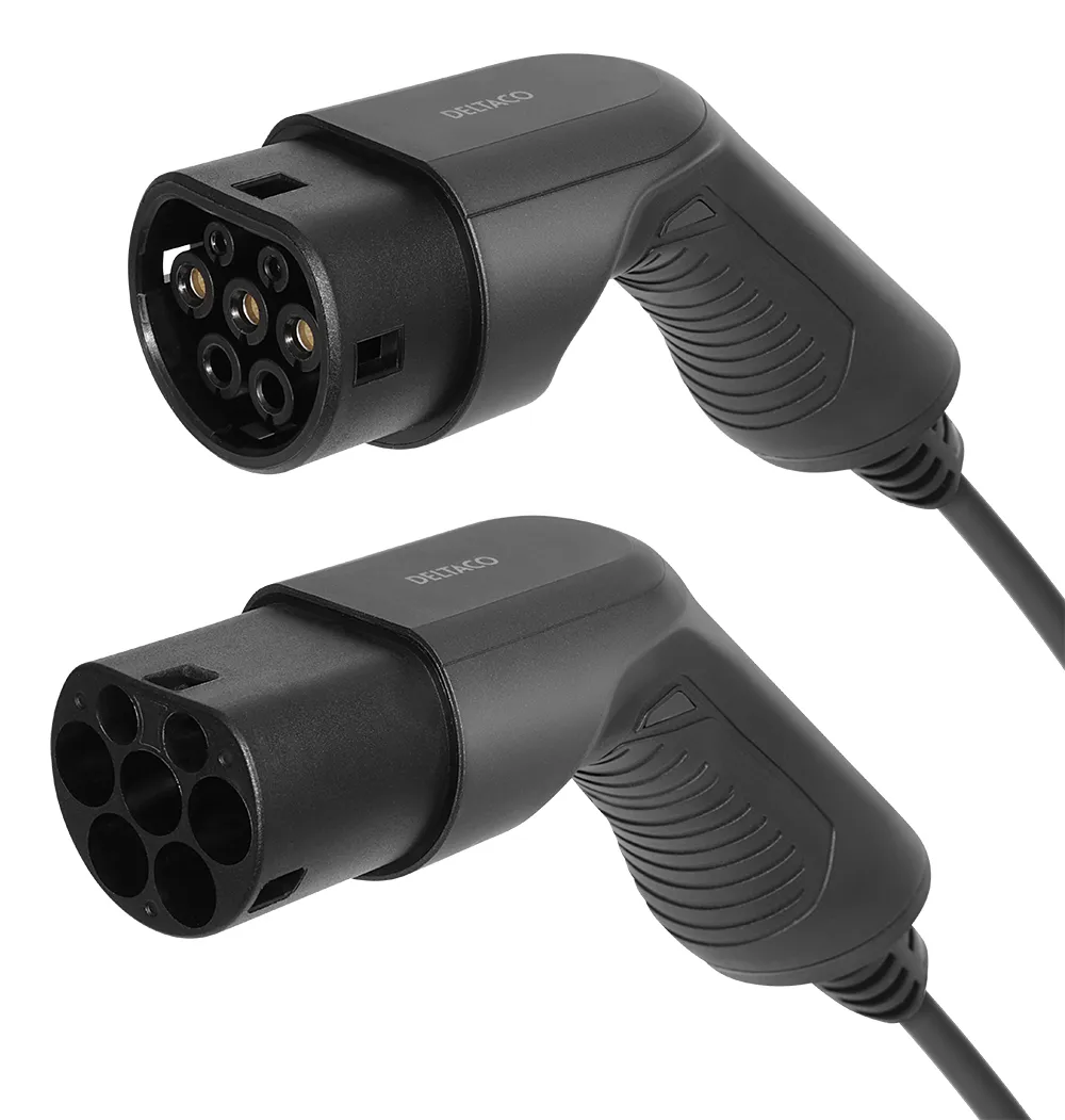 DELTACO e-Charge, cable type 2 - type 2, 1 phase, 16A, 5M - electric car charging cable