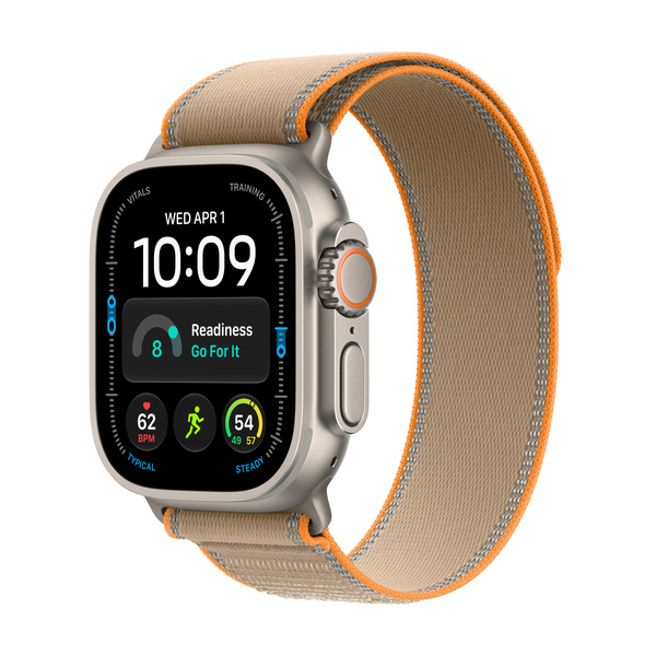 Apple Watch Ultra 4 49 mm titanboett naturlig med terr&auml;ngloop sand, S/M
