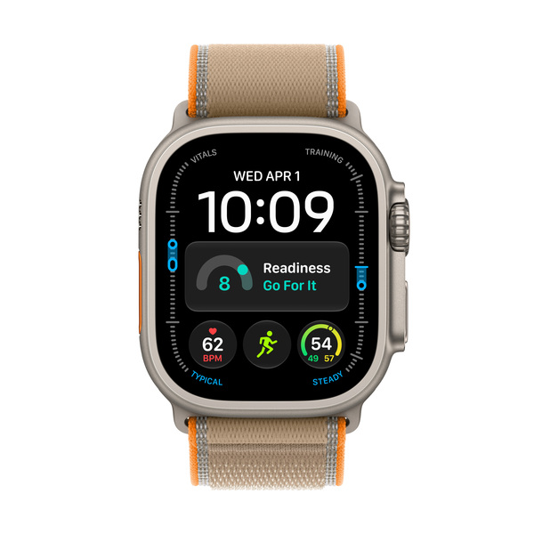 Apple Watch Ultra 4 49 mm titanboett naturlig med terr&auml;ngloop sand, S/M