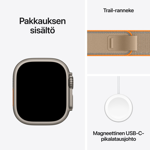 Apple Watch Ultra 4 49 mm titanboett naturlig med terr&auml;ngloop sand, S/M