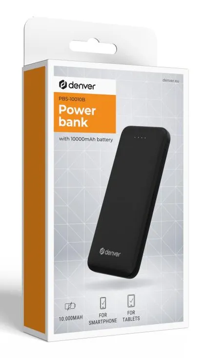 Denver 10.000 mAh 10W - powerbank. Black