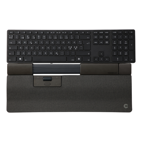 Contour SliderMouse Pro - wireless roller mouse + Extended wrist rest, dark grey fabric leather
