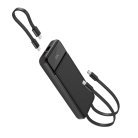 Spello ForcePack 10000mAh Power Bank SP11 | with 3 Integrated Cables | Black | 4 Outputs | Low-current Charging Mode