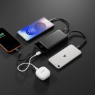 Spello ForcePack 10000mAh Power Bank SP11 | with 3 Integrated Cables | Black | 4 Outputs | Low-current Charging Mode