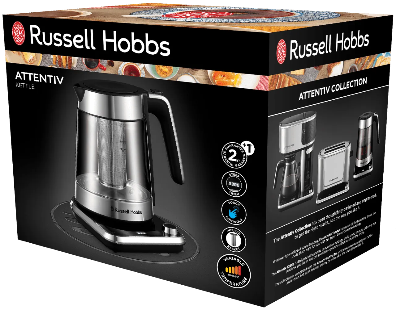 Russell Hobbs Attentiv - kettle, 1.7l, steel