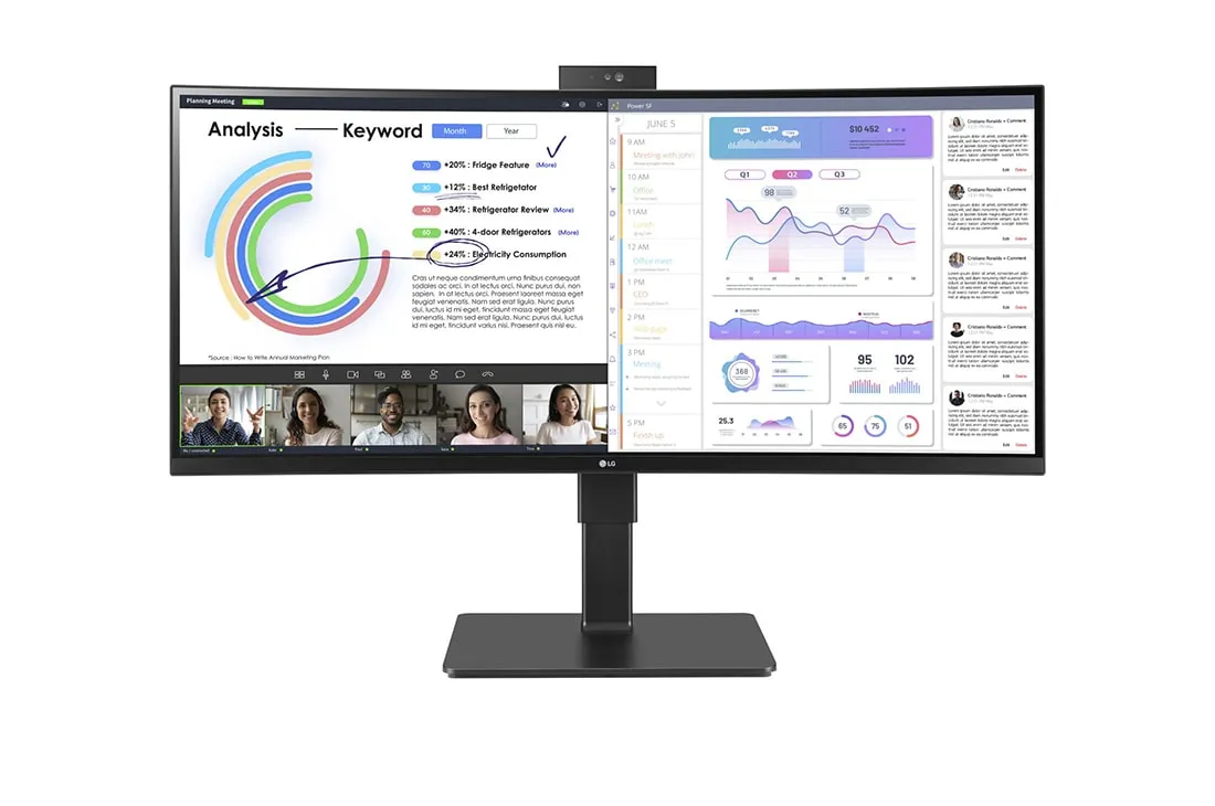 LG 34&quot; 34BQ77QC-B UWQHD, IPS - curved monitor (webcam)