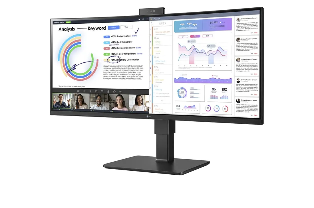 LG 34&quot; 34BQ77QC-B UWQHD, IPS - curved monitor (webcam)