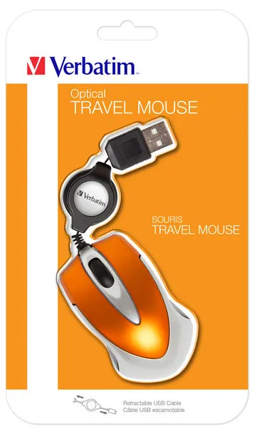 Verbatim Go Mini Wired Mouse, Volcanic Orange