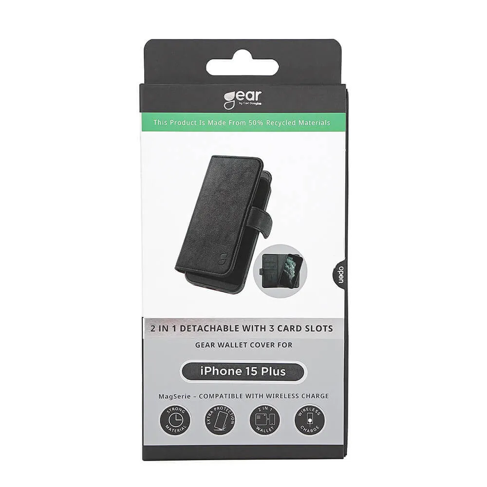 GEAR Wallet MagSeries, iPhone 15 Plus - 2-in-1 Wallet Case, Black