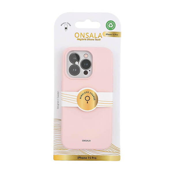 Onsala Sil Touch Recycled MagSeries iPhone 15 Pro - back cover, chalk pink