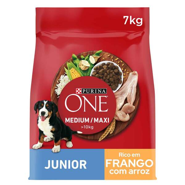 Purina ONE Junior Medium/Maxi Chicken & Rice, Koiran kuivaruoka, 7 kg