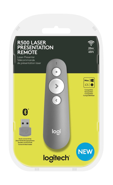 Logitech R500 Laser Presentation remote - laser presenter, Grey