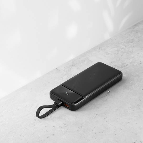 Spello ForcePack 10000mAh Power Bank SP11 | with 3 Integrated Cables | Black | 4 Outputs | Low-current Charging Mode