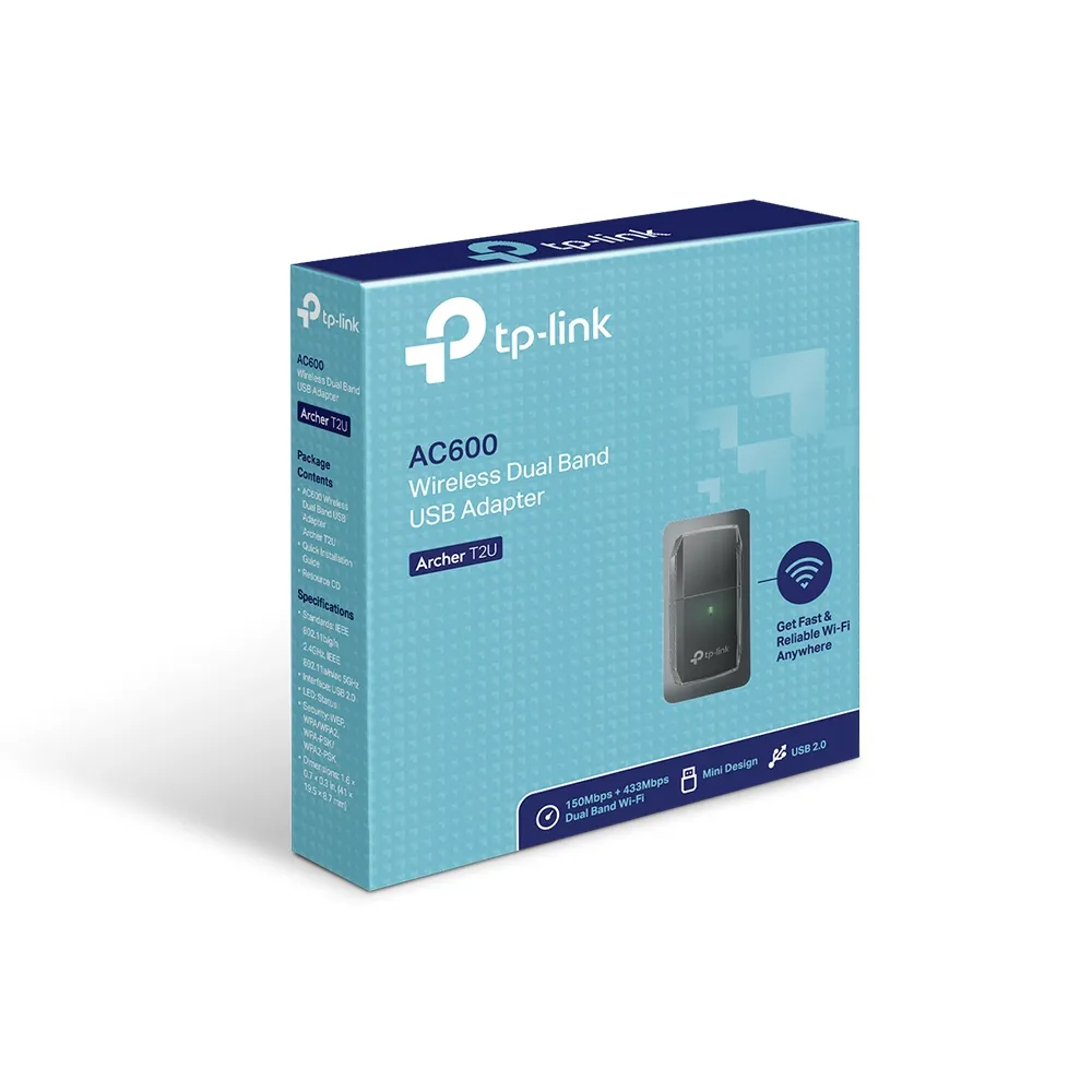 TP-Link AC600 Dual Band Wireless USB Adapter MTK 1T1R 433Mbps at 5Ghz + 150Mbps at 2.4Ghz 802.11ac/a/b/g/n USB 2.0