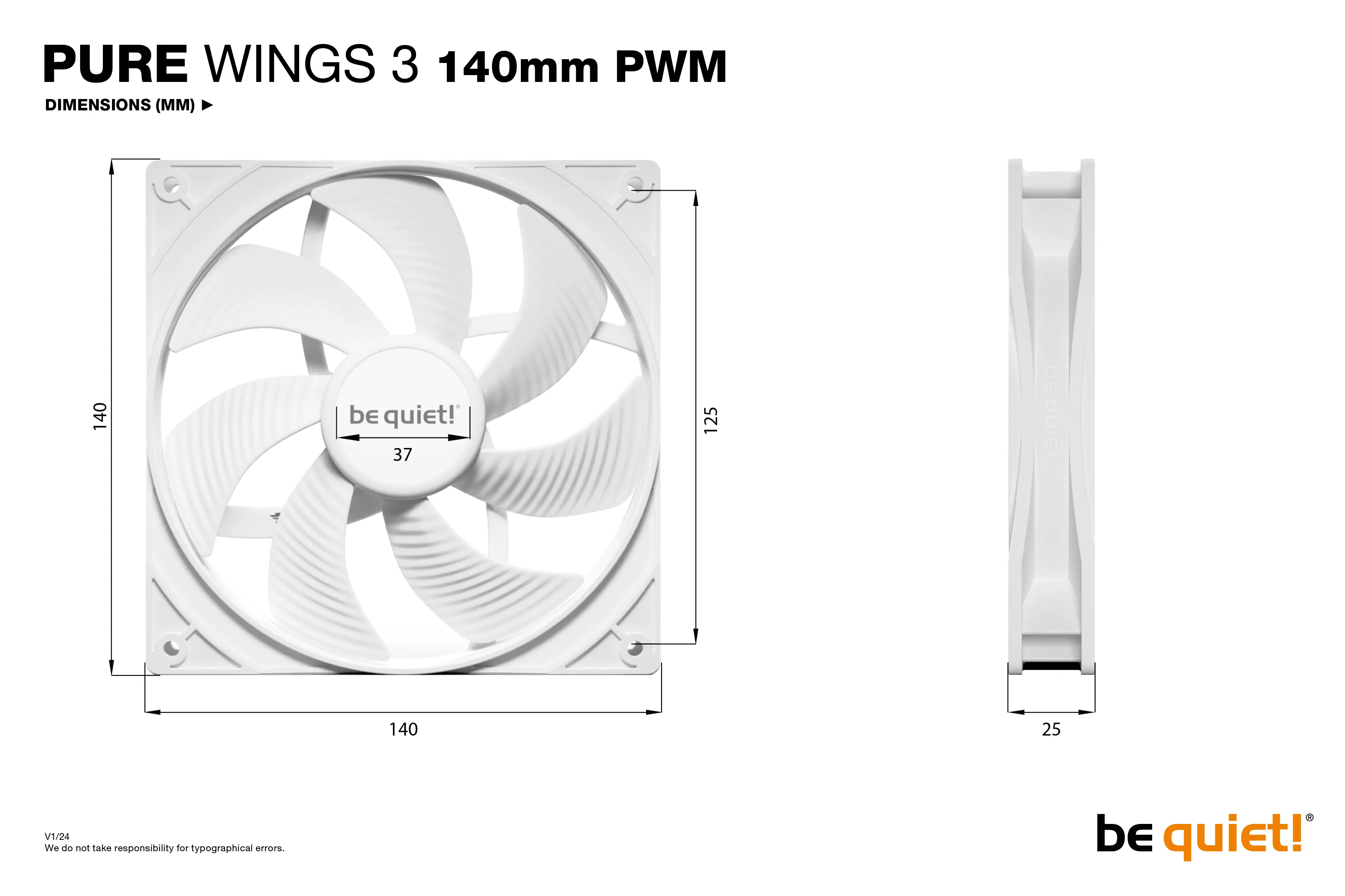 be quiet! PureWings 3 White PWM 140mm
