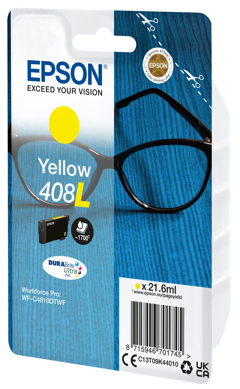 Epson 408L XL bl&auml;ckpatron, 21.6 ml, gul