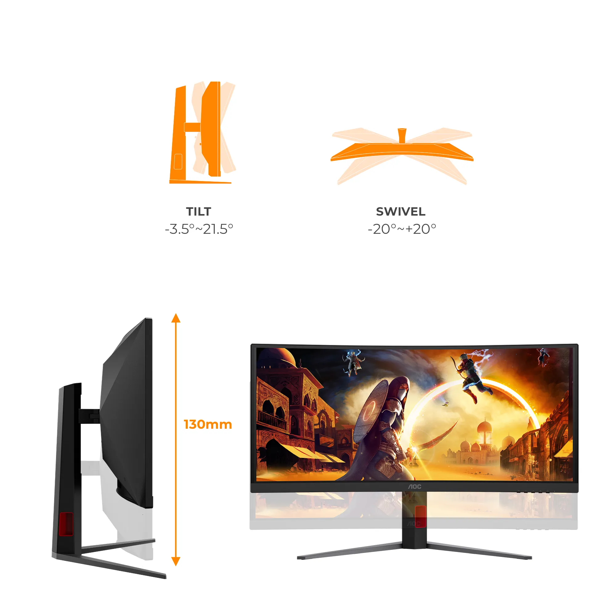 AOC CU34G4ZCA 34" WQHD, Fast VA -kaareva pelin&auml;ytt&ouml;