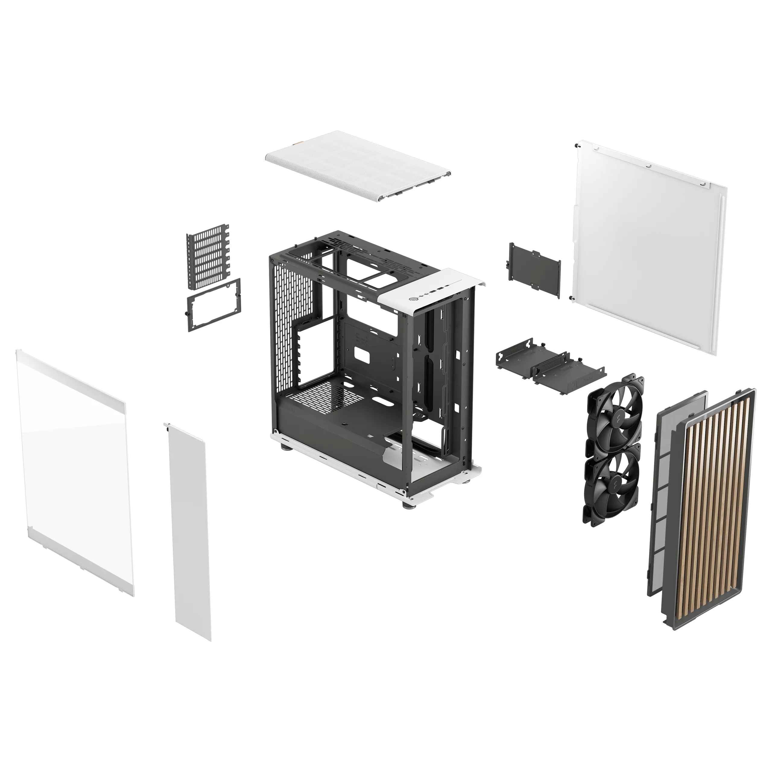 Fractal Design North - Mid Tower case with window, Chalk White / Clear Tint