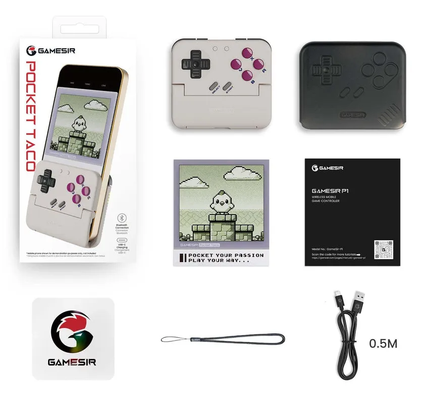 GameSir P1 Pocket Taco Bluetooth-mobiilipeliohjain - Valkoinen