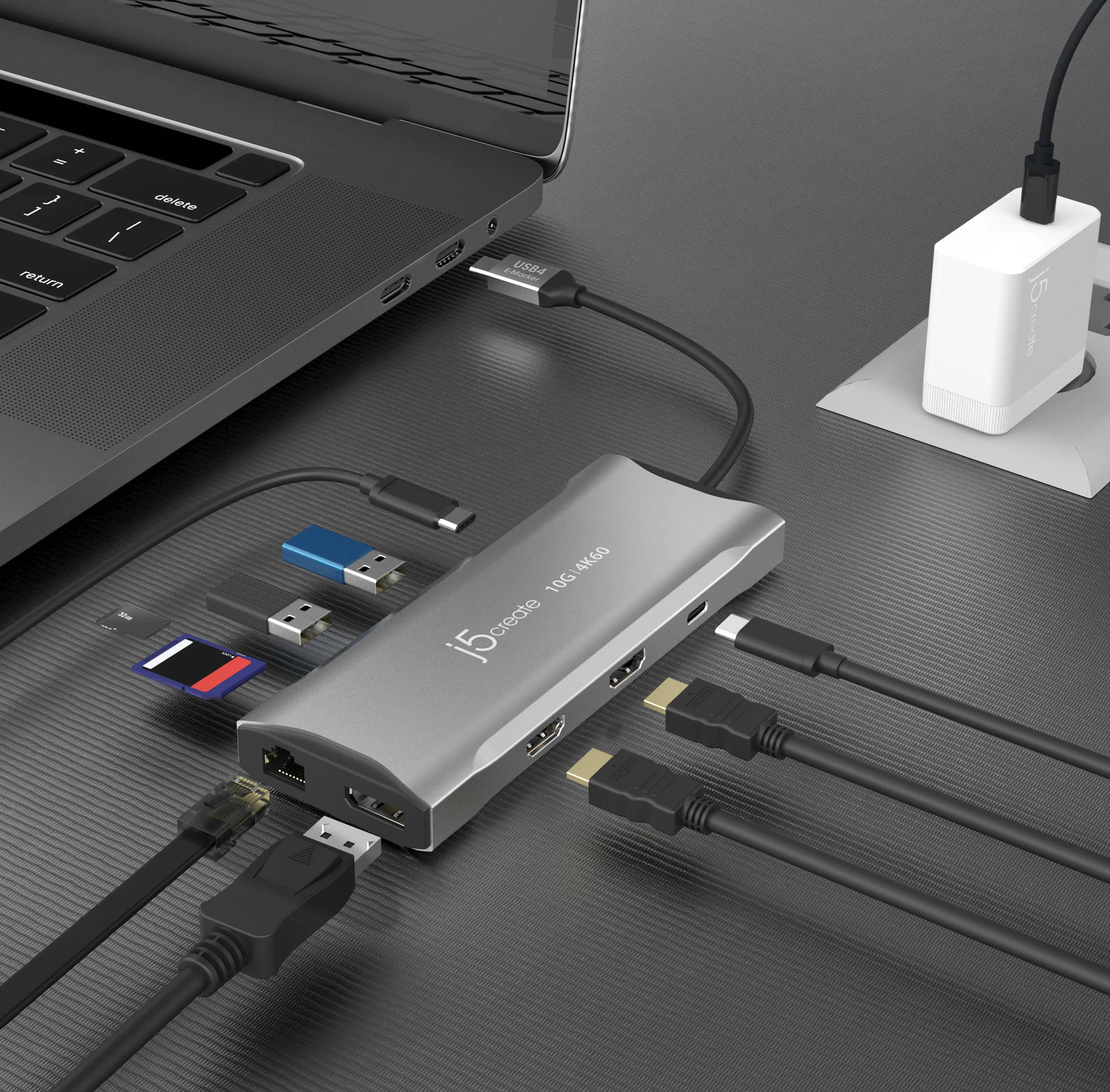 J5 Create 4K60 ELITE USB-C TRIPLE-MONITOR - 10GBPS MINI DOCK