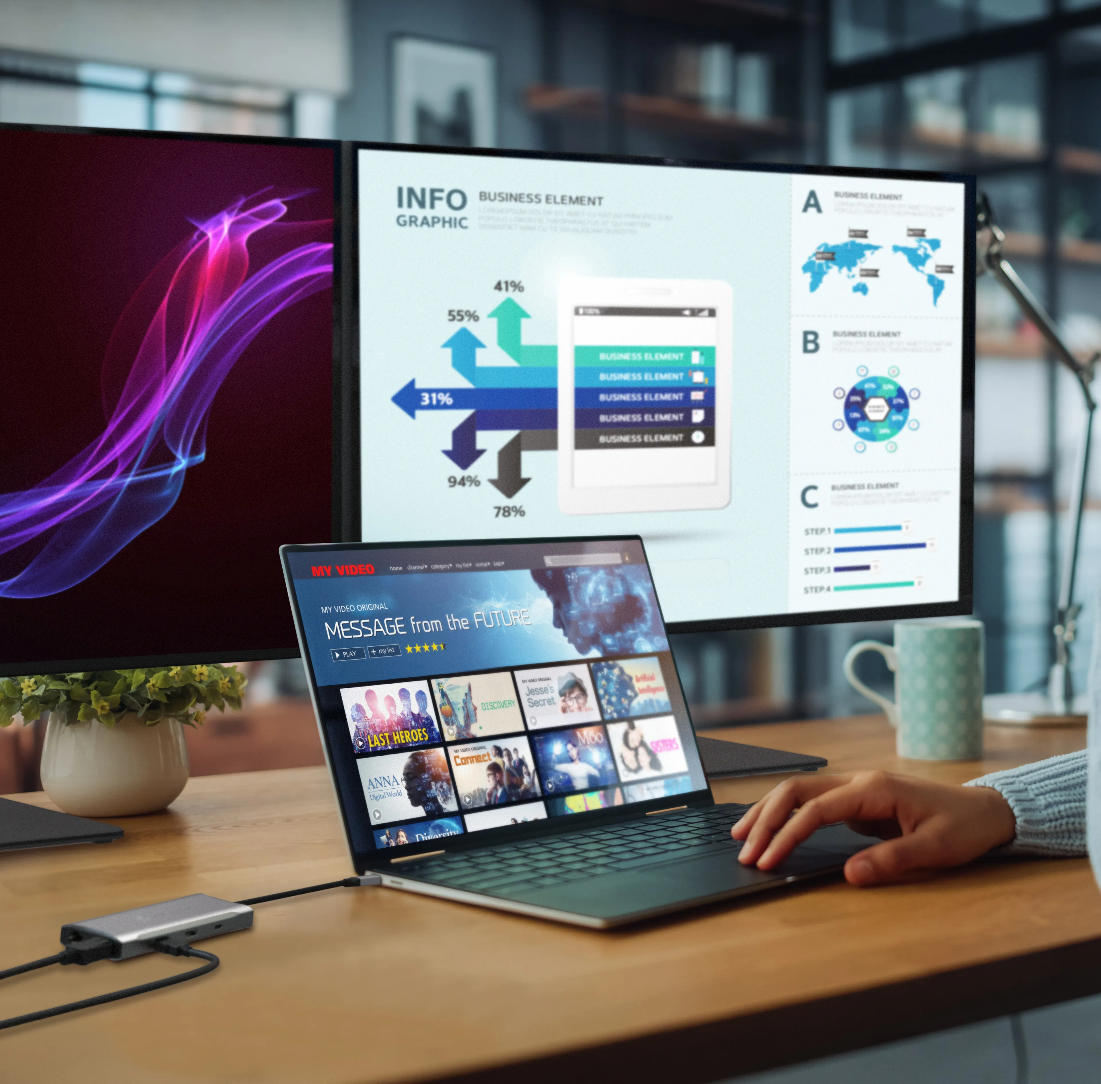 J5 Create 4K60 ELITE USB-C TRIPLE-MONITOR - 10GBPS MINI DOCK