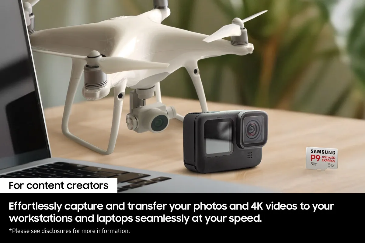 Samsung P9 Express 256 Gt microSD Express UHS-I U3 V30 A1 -muistikortti, valkoinen