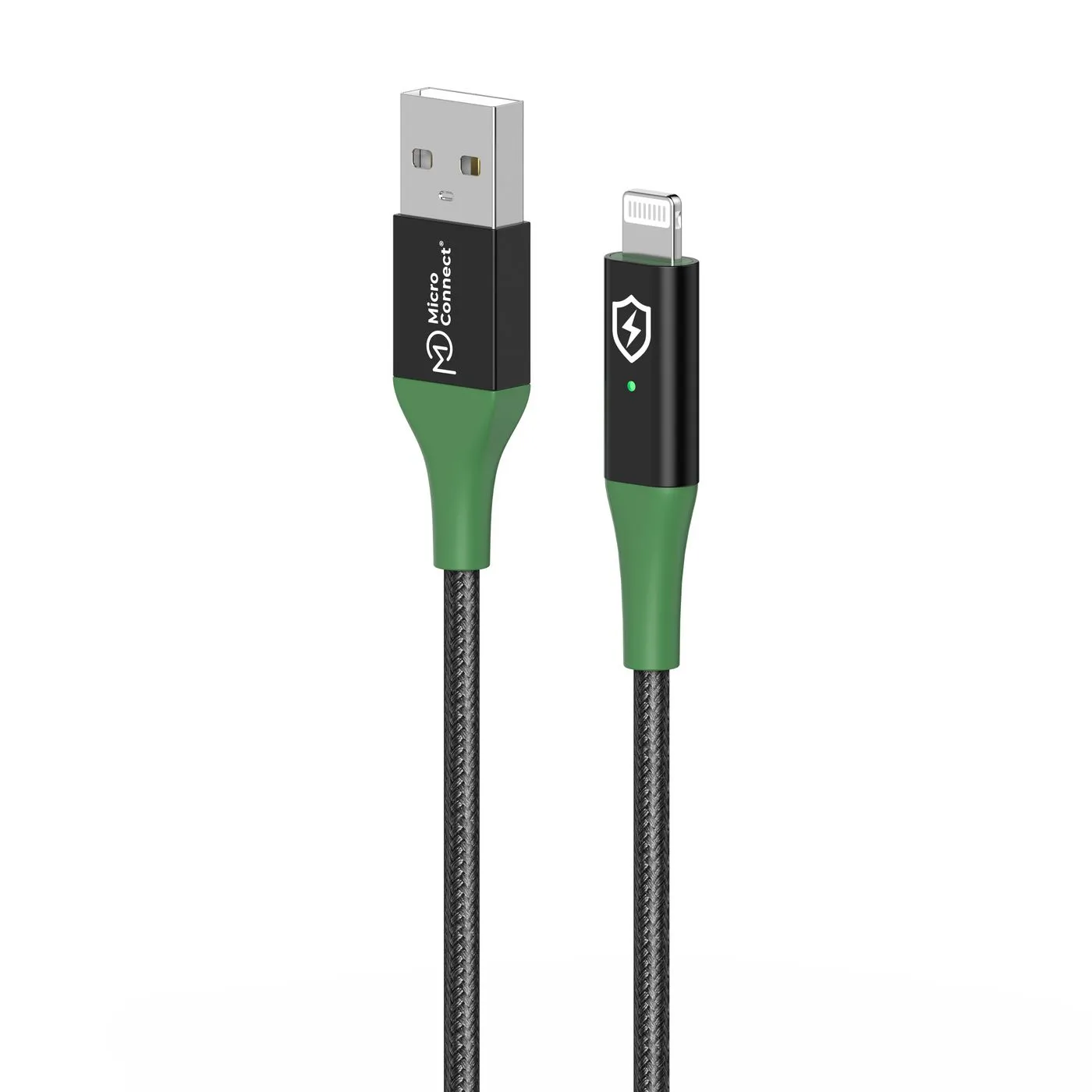 MicroConnect MC-SMART USB-A to Lightning cable, 1 m, Black/Green