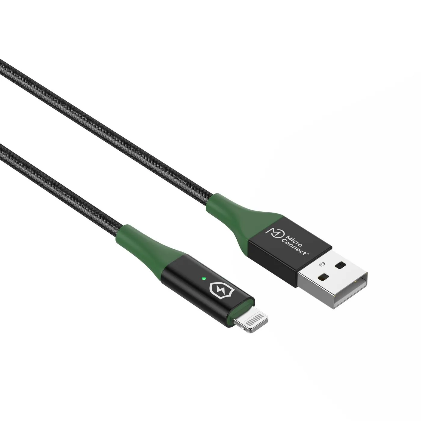 MicroConnect MC-SMART USB-A to Lightning cable, 1 m, Black/Green