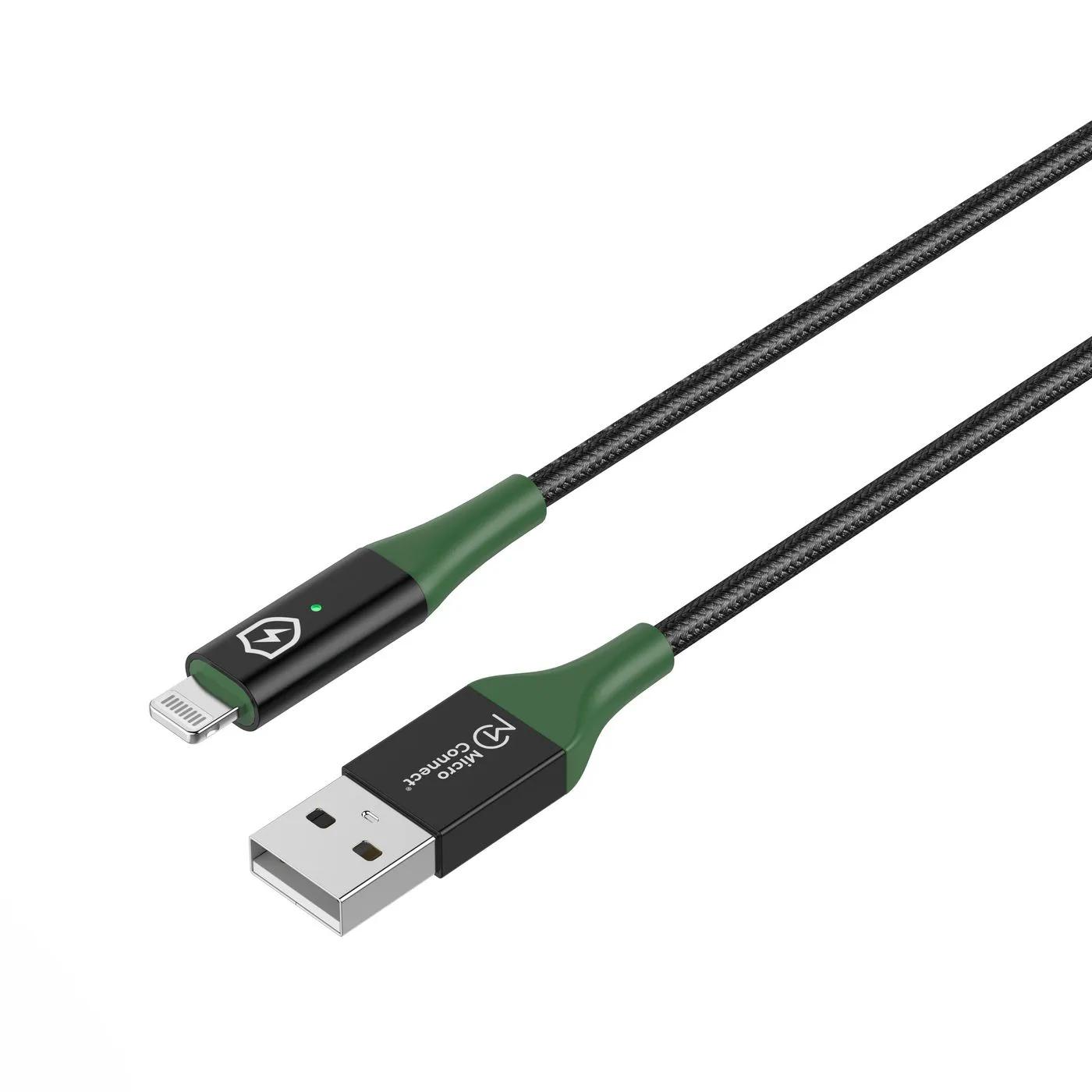 MicroConnect MC-SMART USB-A to Lightning cable, 1 m, Black/Green