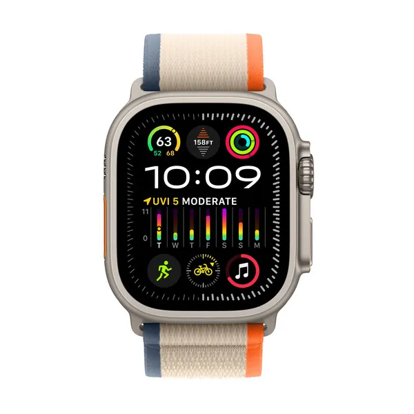 Apple Watch Ultra 2 GPS + Cellular, 49mm Titanboett, Terr&auml;ngloop, Orange/Beige (M/L)