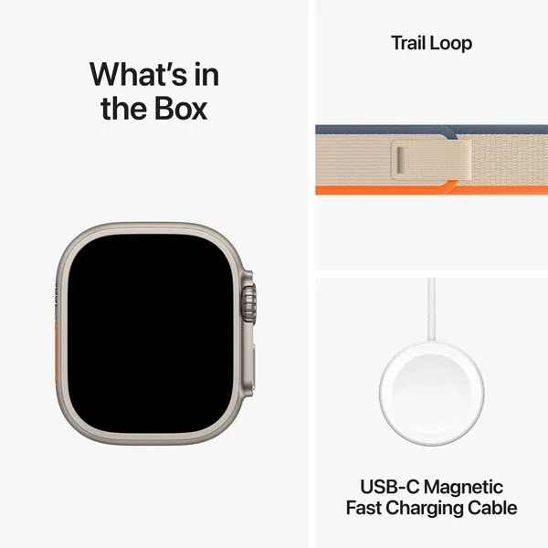 Apple Watch Ultra 2 GPS + Cellular, 49mm Titanboett, Terr&auml;ngloop, Orange/Beige (M/L)