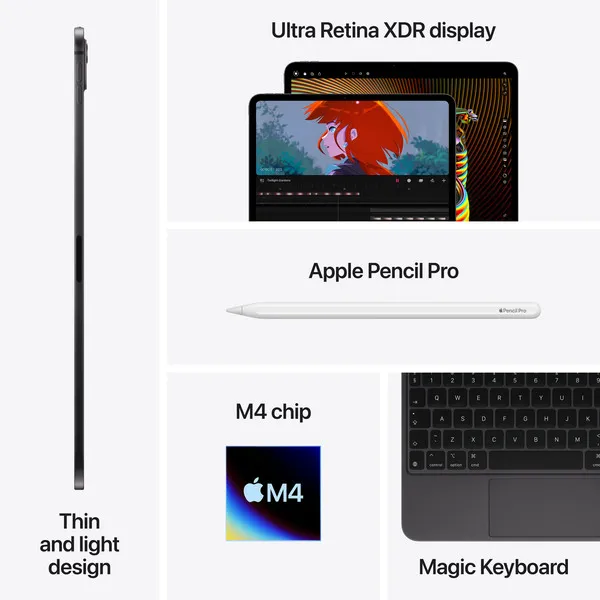 Apple iPad Pro 11&quot; M4, 2 TB Wi-Fi + 5G - surfplatta, Silver