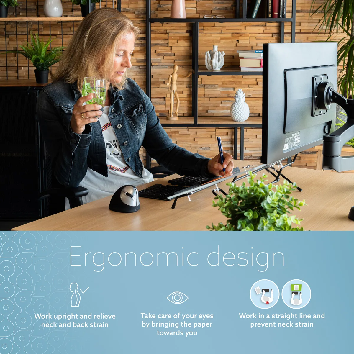 R-Go Flex Read Document Holder, medium, adjustable, transpar