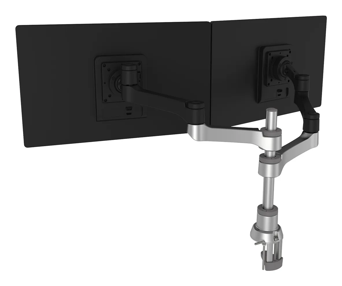 R-Go Zepher 4 C2, Circular Dual Monitor Arm, Desk Mount, Adjustable, 0-8 kg, Black-Silver, Low Carbon Footprint