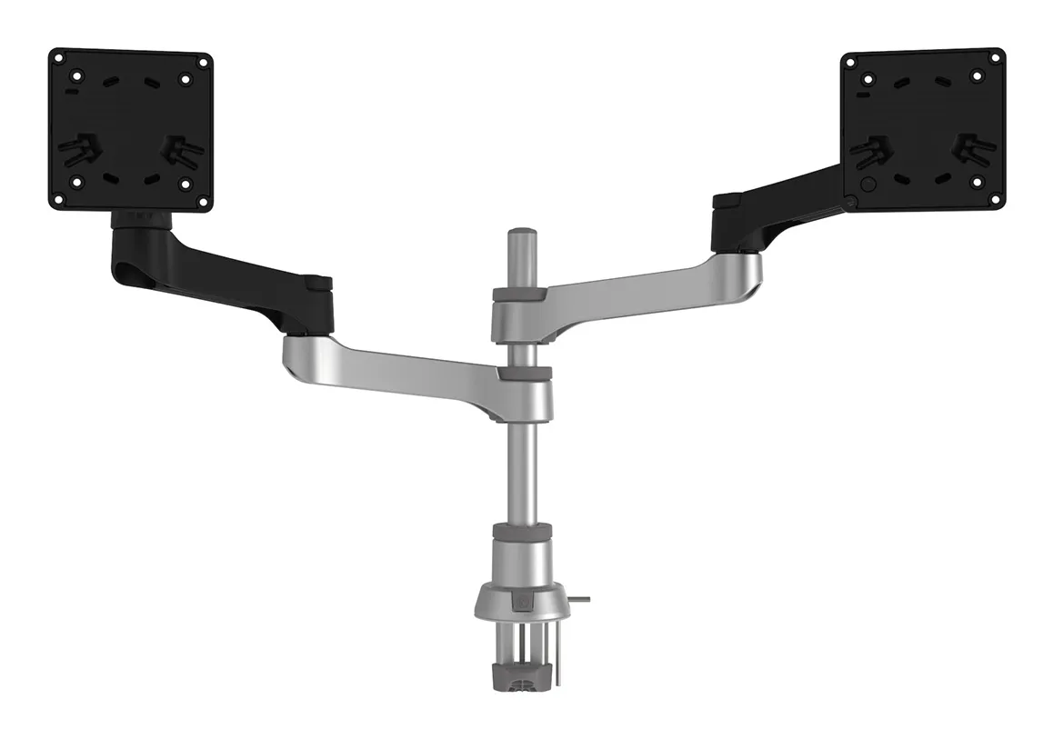 R-Go Zepher 4 C2, Circular Dual Monitor Arm, Desk Mount, Adjustable, 0-8 kg, Black-Silver, Low Carbon Footprint