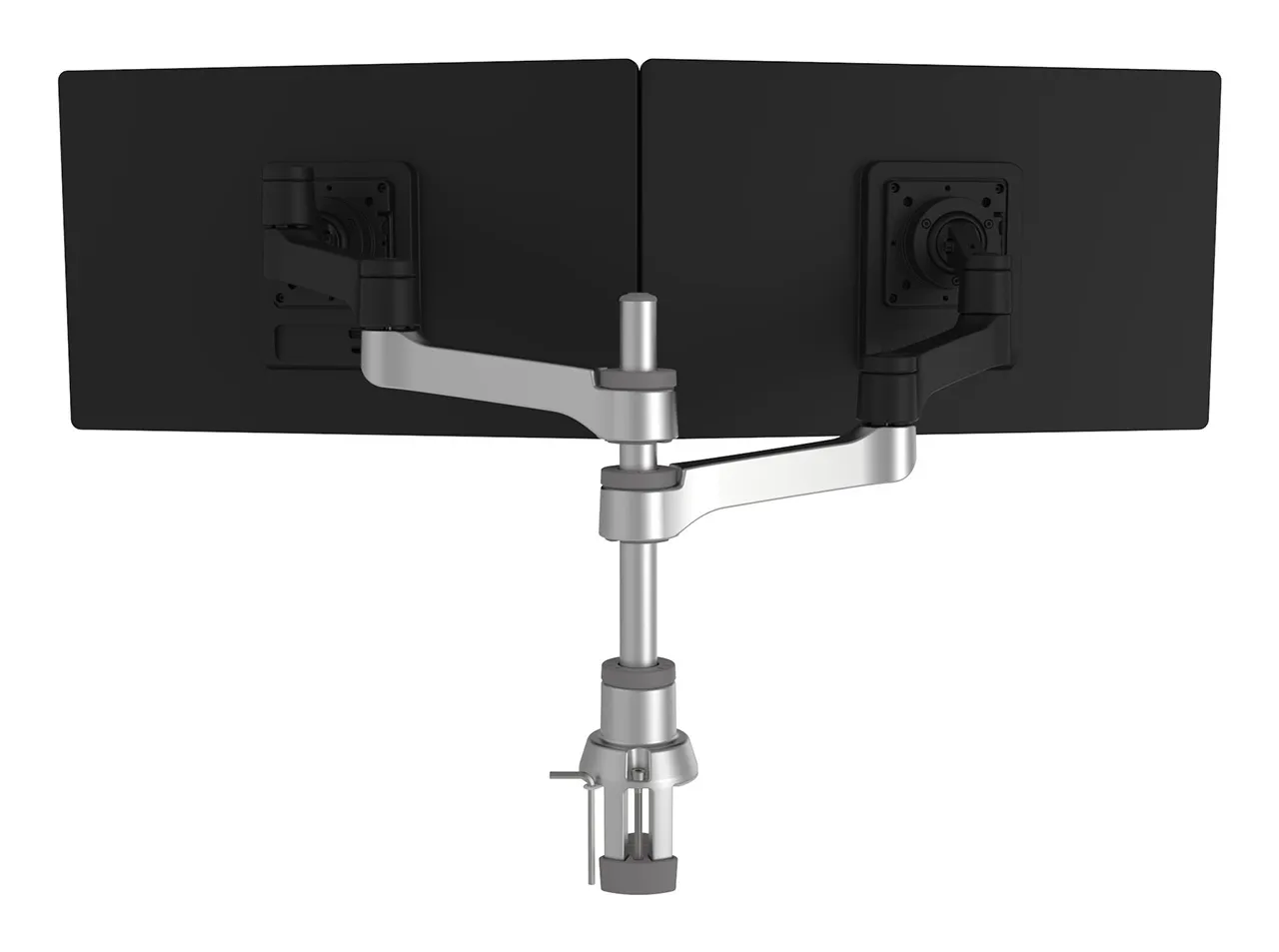 R-Go Zepher 4 C2, Circular Dual Monitor Arm, Desk Mount, Adjustable, 0-8 kg, Black-Silver, Low Carbon Footprint